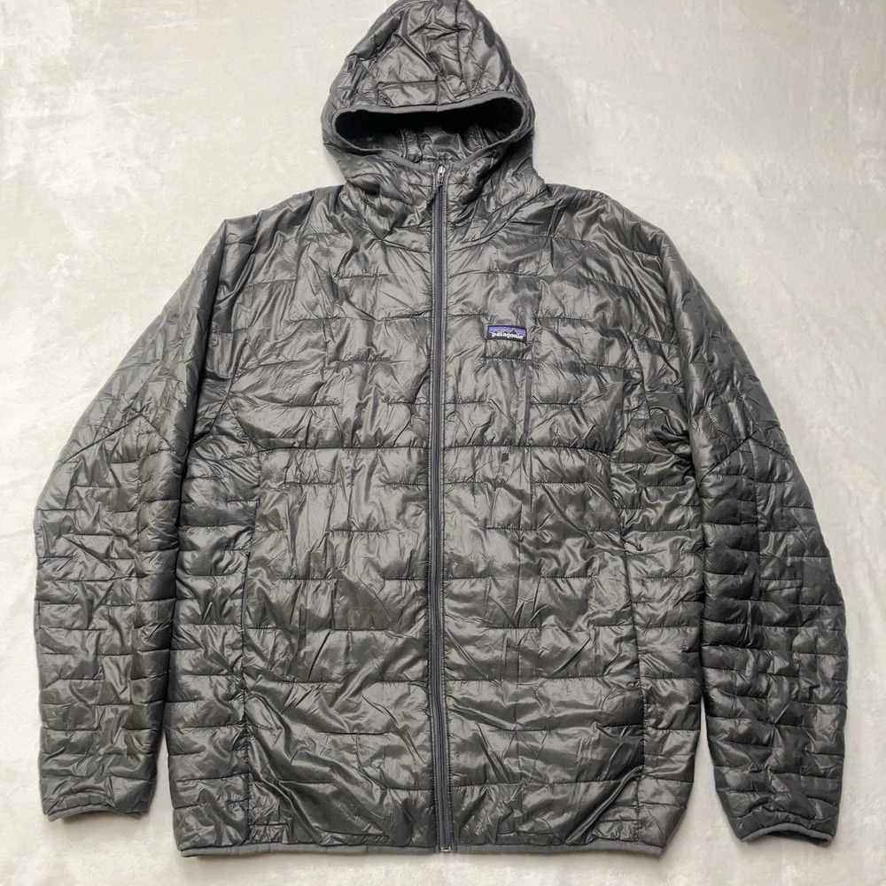 Patagonia Micro Puff Hoody Jacket Puffer Ultralight Full Zip Mens XL Gray 84030